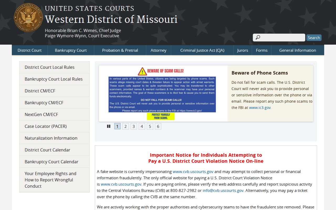 Gladstone residents directory Western District Missouri PACER links