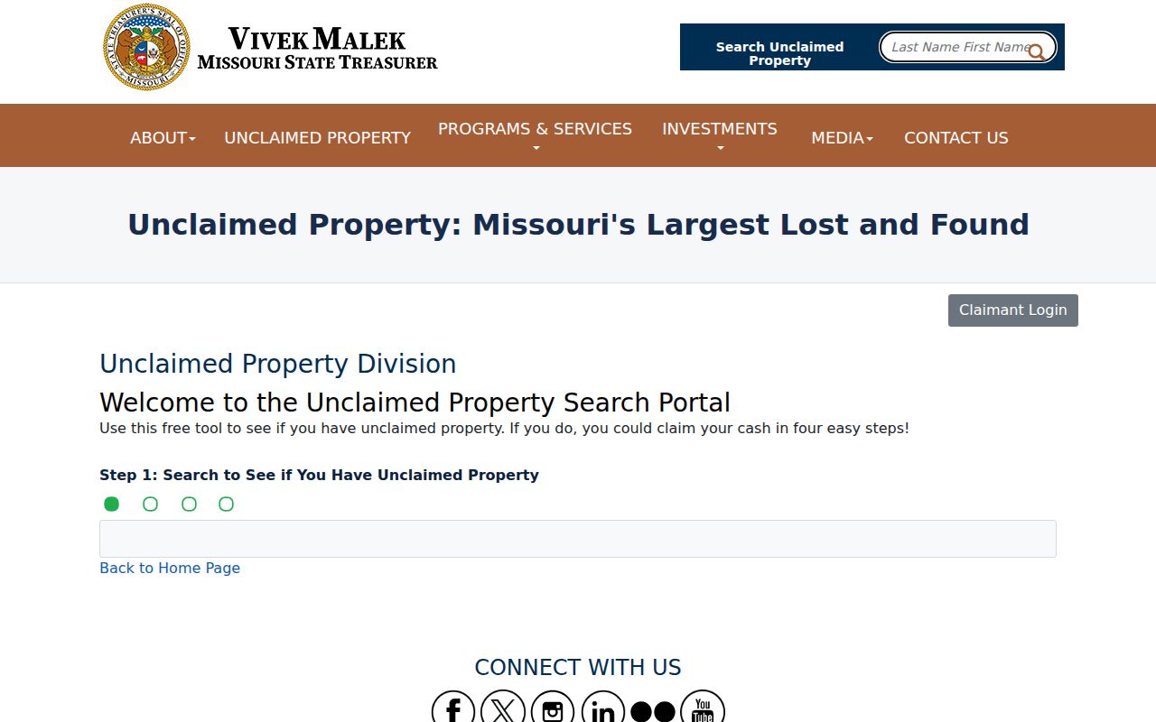 Gladstone previous residents Missouri unclaimed property official search